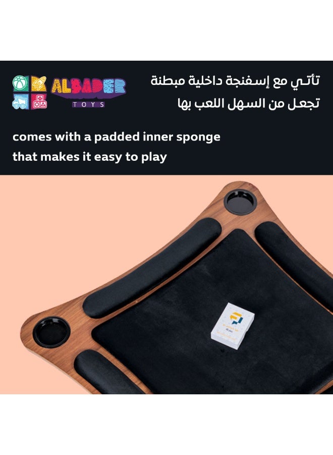 AL BADER Curved Floor Wooden Ploot Play Cards Game Table Mid-Size, Curved Wood Baloot Table Mid-Size 80 * 80, Plot Playing Cards Table, Floor Blot Table (Black) - Image 3